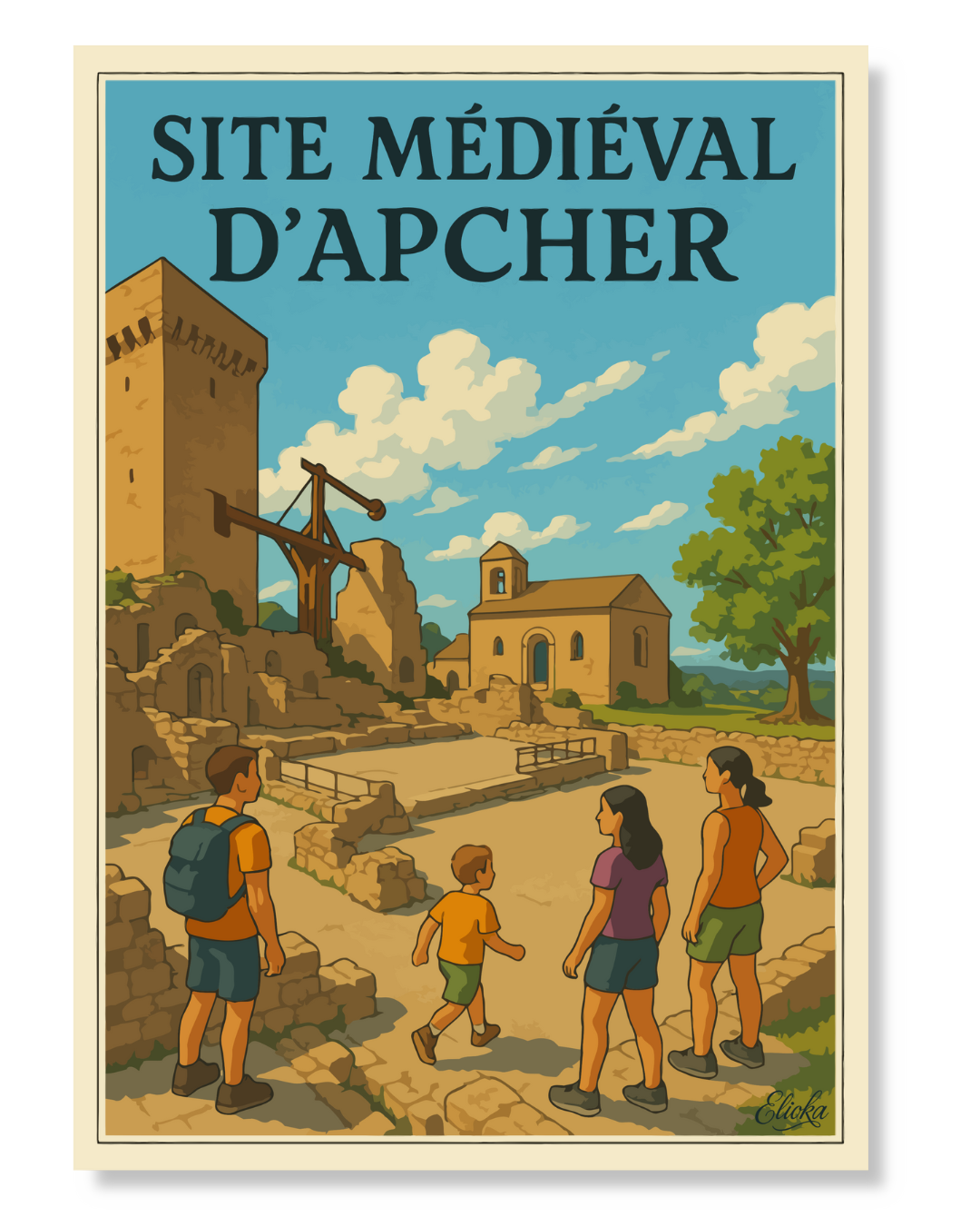ELIOKA - Wholesale Poster - Toon "Middeleeuwse Site van Apcher" Lozère0