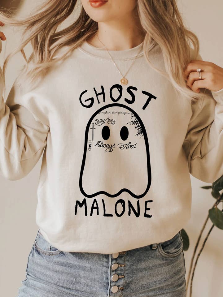 1989 Co. - Wholesale Graphic Sweatshirt - Women's - Ghost Malone Halloween Crewneck Sweatshirt3