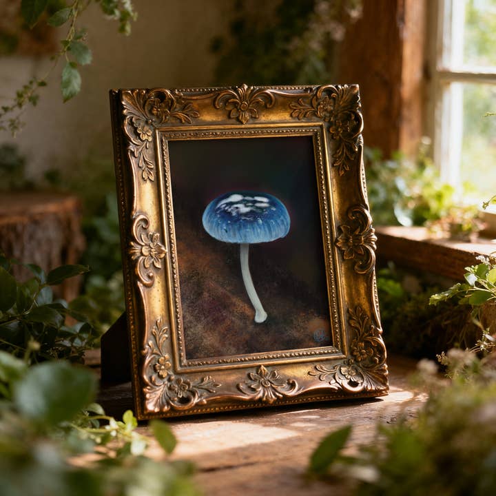 Sparkling Blue Bubble Mushroom Fine Art Print, 8x10 for wholesale by Imaginarium Arts