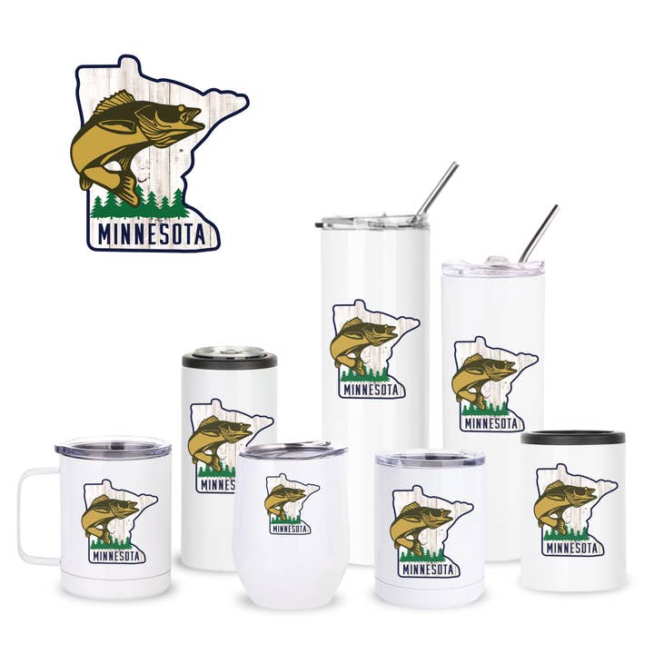 Gobelets Isolés Minnesota Walleye pour la vente par Creative Compass