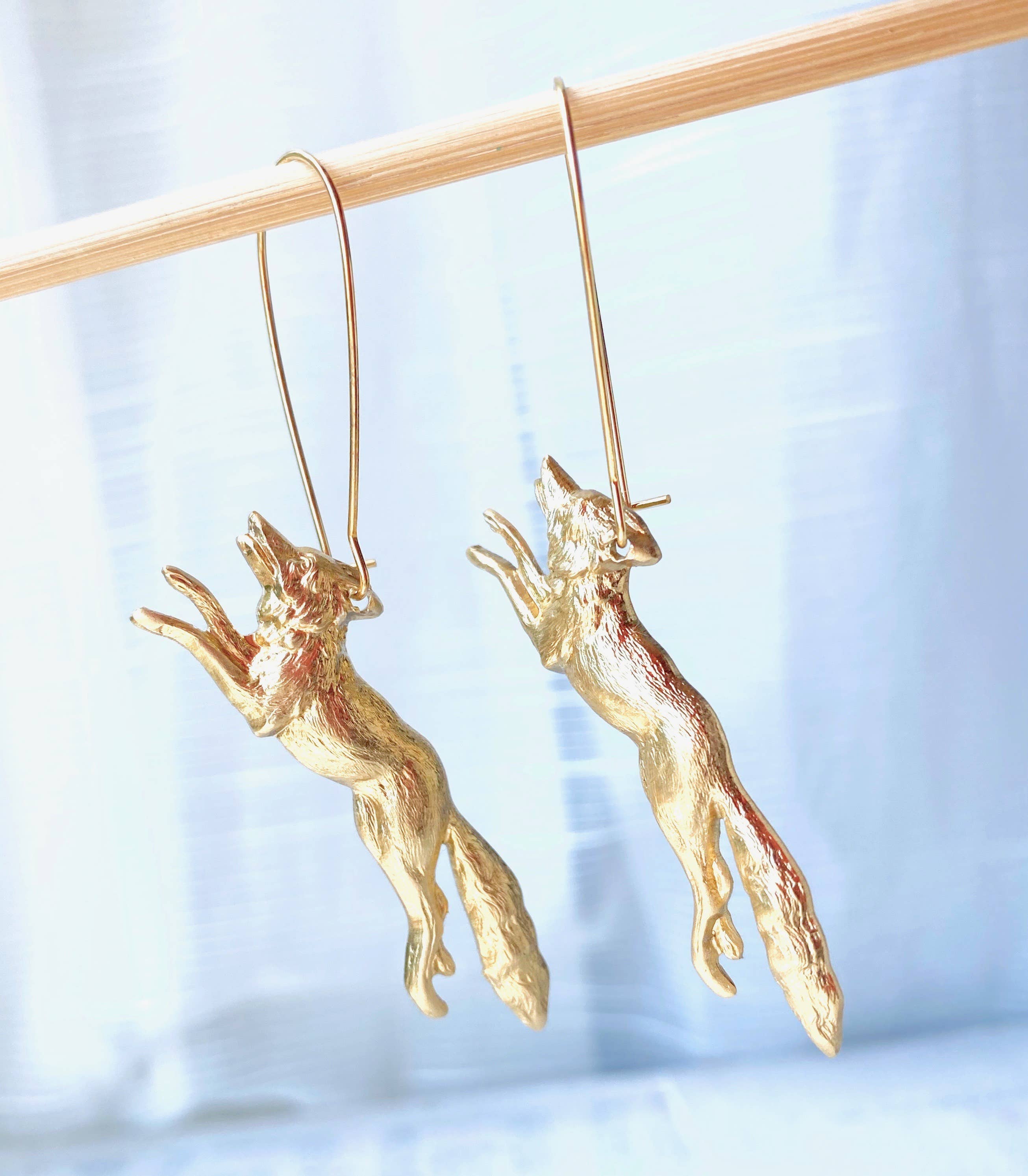 Red Truck Designs - Wholesale Dangle Earrings - Fox Earrings Forest Fox Gold Running Wolf Coyote Werewolf3