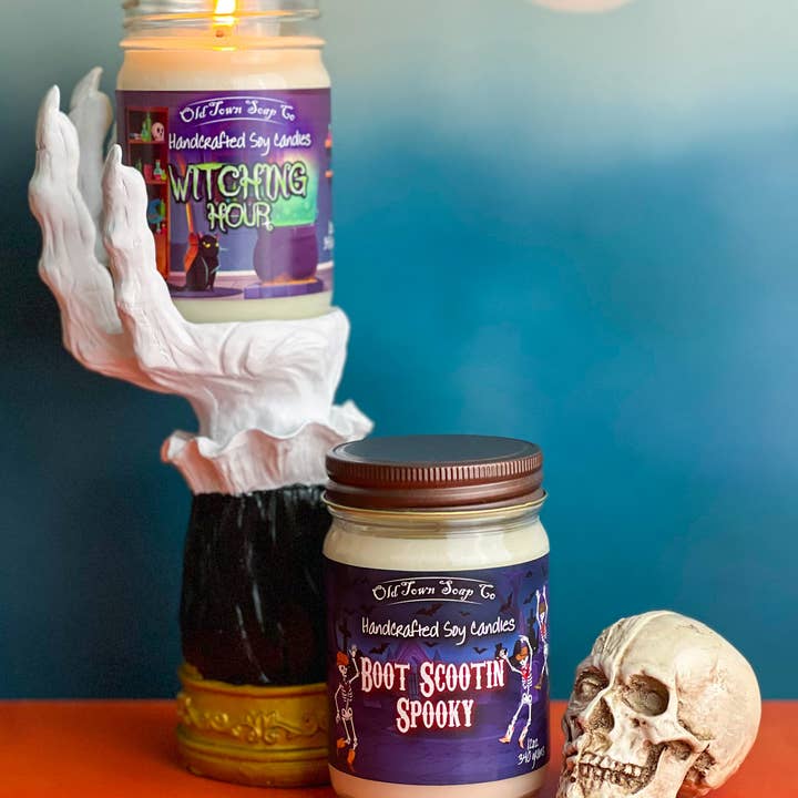 Old Town Soap Co. – wholesale Jar/filled candle – Halloween Scented 12oz Candles4