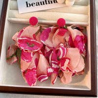 pinkblu02 - Venta al por mayor Pendientes de borla - Pendientes de borla de tela hechos a mano estilo boho para mujer2