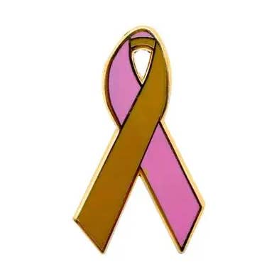 Roze en gouden geëmailleerde bewustmakingslinten | Reversspeldjes voor wholesale door Personalized Cause