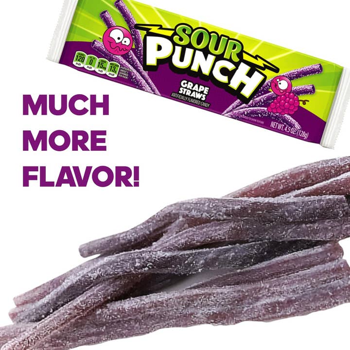 Horizon Top Market - Wholesale Gummy - SOUR PUNCH GRAPE STRAWS, 4.5 OZ x 244