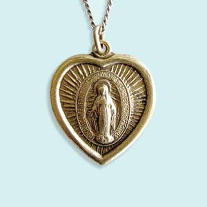 Collar Virgen María Colgante de Hombre Mujer Cadena de Acero Inoxidable  Tono Oro