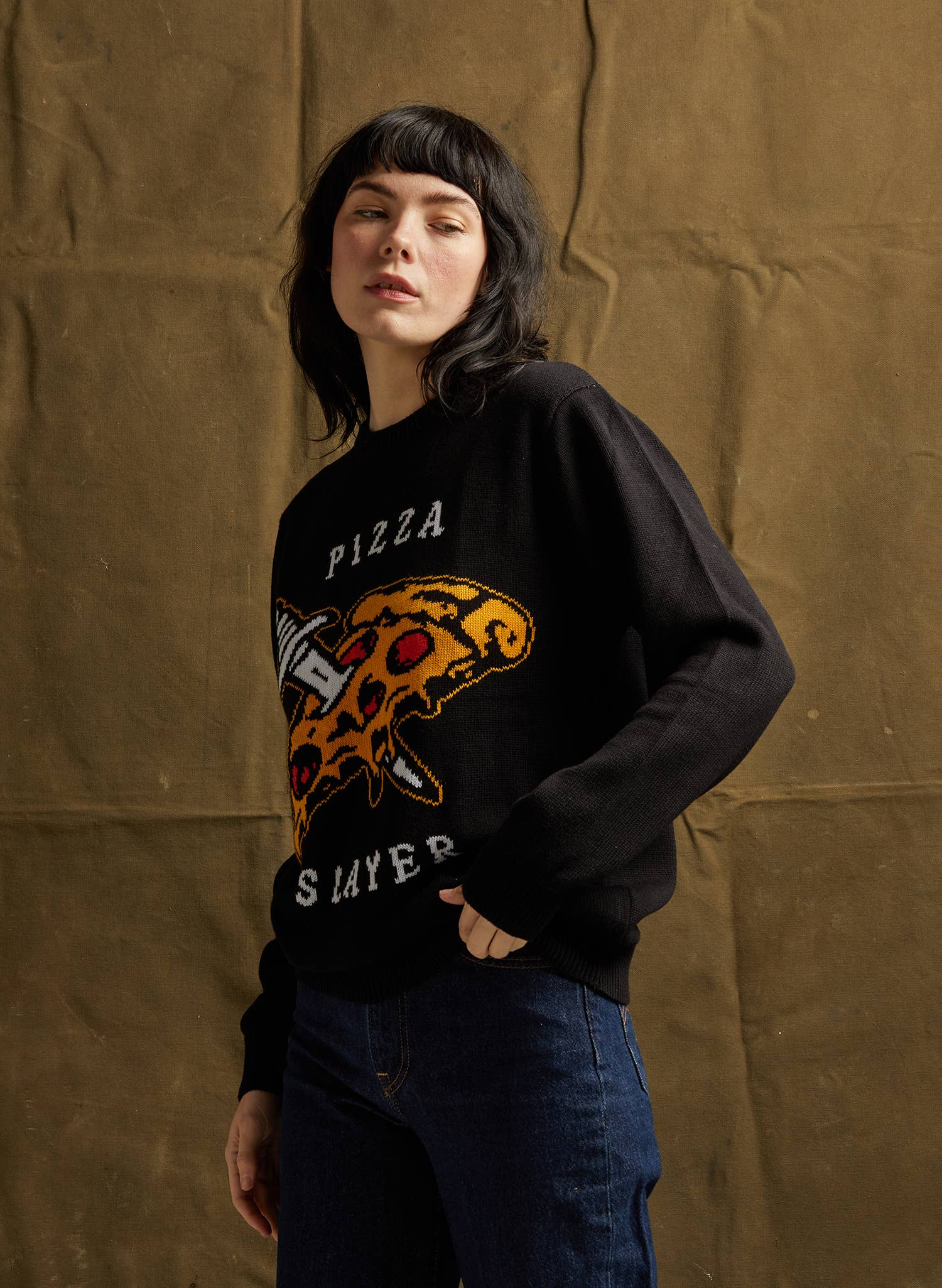 Pyknic - Wholesale Knit Sweater - Unisex - Pizza Slayer Knit Sweater3