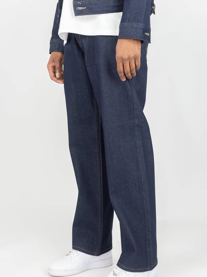 641 Avslappnad Passform Rå Denim Jeans - Rå Indigo för wholesale av Rebel Minds