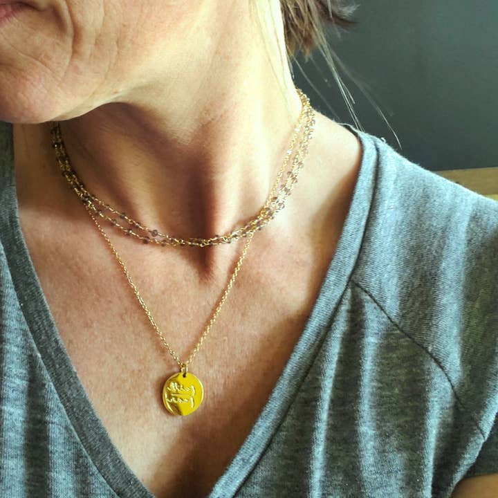 Embellished Whimzy - Wholesale Pendant/Charm Necklace - Gold Disc Necklace7