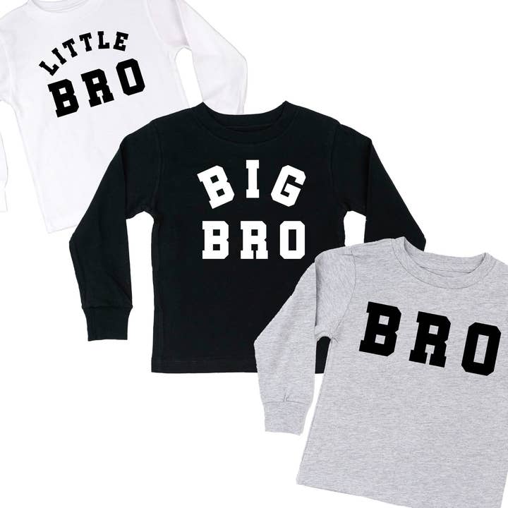 Varsity 'Bro' Sibling Tees - (Choose Your Role) - Child Long Sleeve Tee for wholesale by Little Mama Shirt Shop