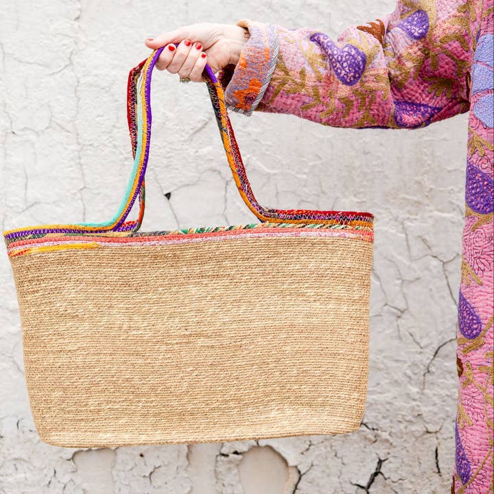 Sari Seagrass Market Tote for wholesale by Rahab's Rope