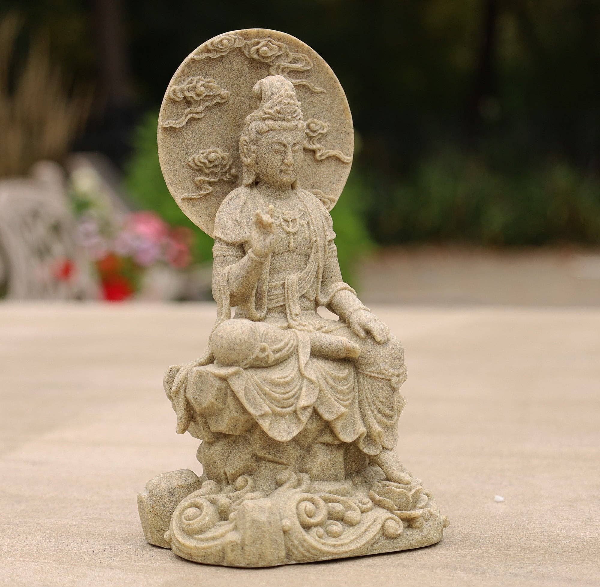 Lungta Imports - Wholesale Sculpture - Kuan Yin Quan Yin Statue Female Buddha Blessing 8 Inches Tal6