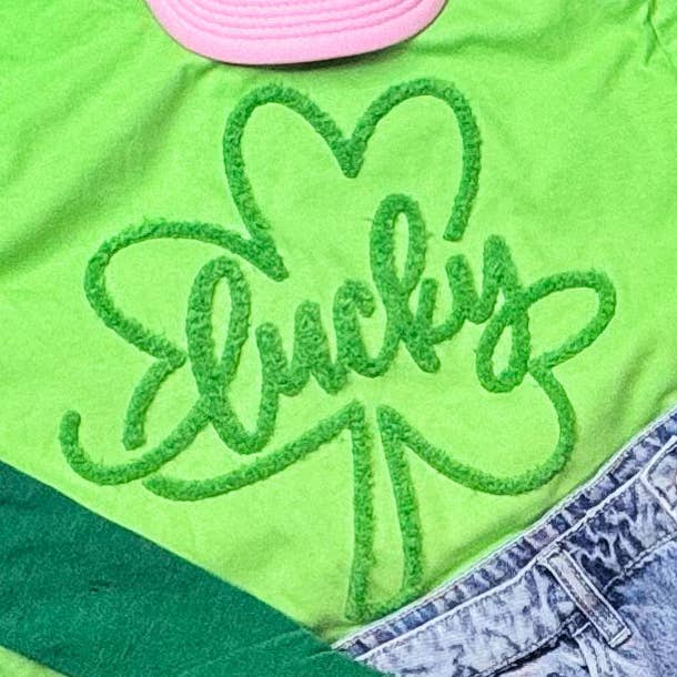 Lucky Fluffy Chenille Shamrock Patch for wholesale by Trendy Transfers