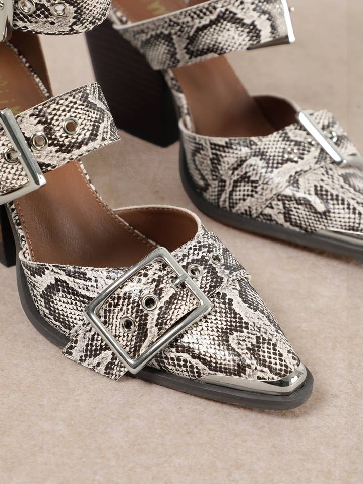 CCOCCI - Wholesale High heels โ Womenโs - HENDRIX TRIPLE BELT STRAP POINTED TOE BLOCK HEELS34