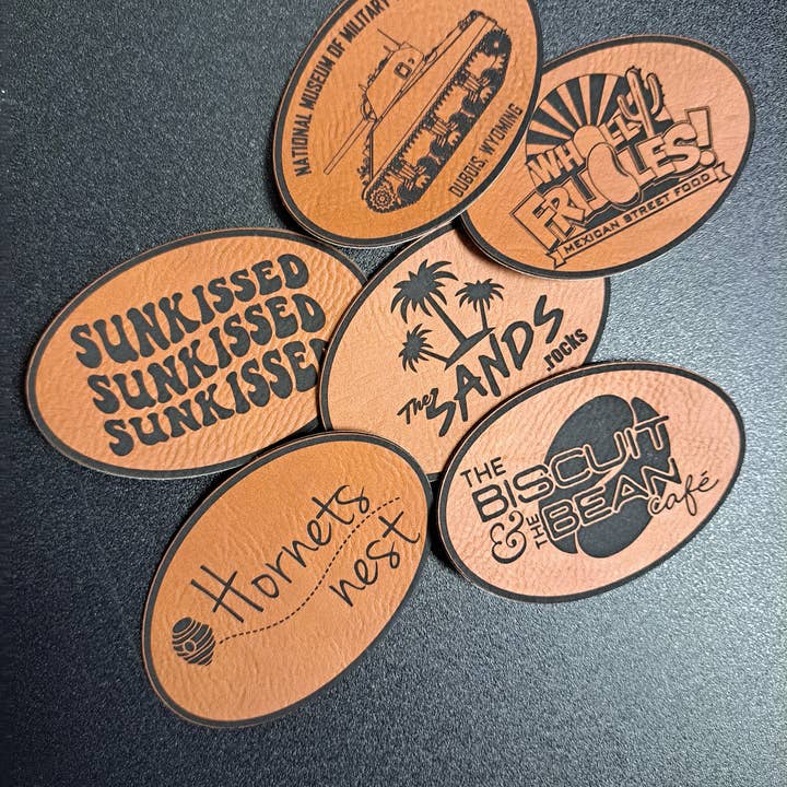 3C Etching - Vente Écusson - Patch en similicuir avec logo d'entreprise personnalisé - Adhésif3