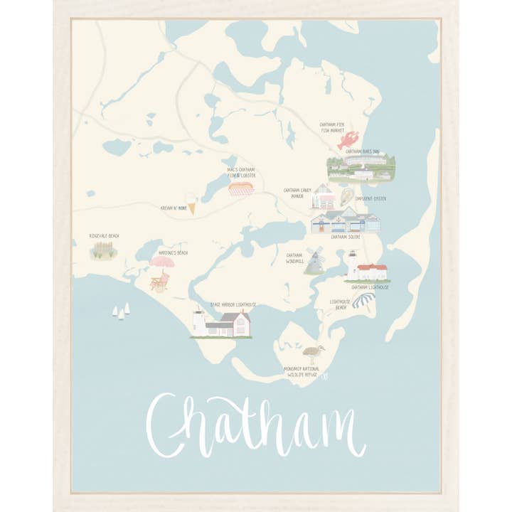 Chatham, MA Map Print for wholesale by Palm Prints