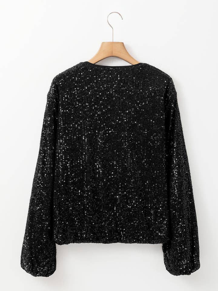 FASHION BLVD - Wholesale Jacket - Women's - FB Sequin Round Neck Long Sleeve Zip Up Jacket9