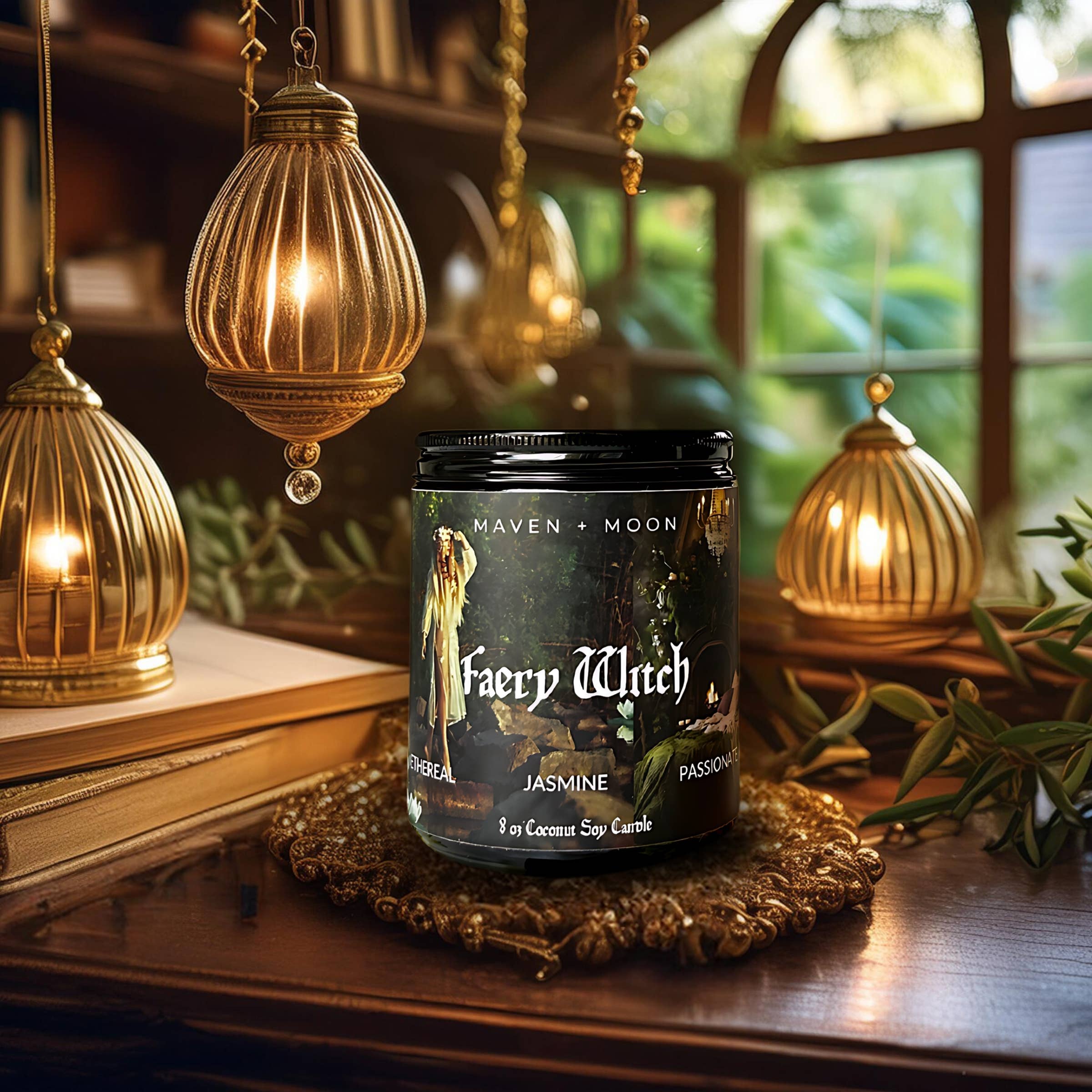 MAVEN + MOON - Wholesale Jar/Filled Candle - Faery Witch Coconut Soy Candle - 8 oz  1