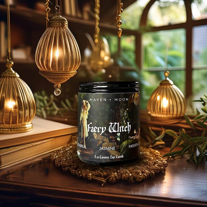 MAVEN + MOON - Venta al por mayor Velas en tarros - Vela de soja y coco Faery Witch, 8 onzas 1
