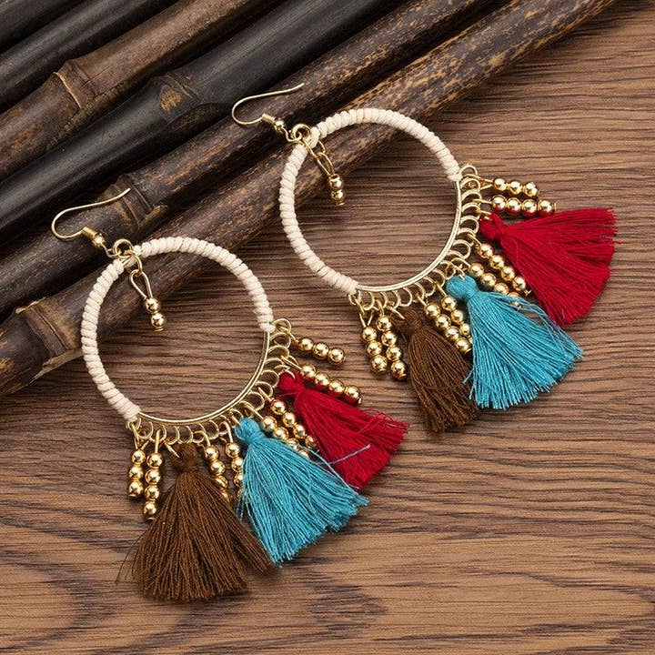 Ekartini - Wholesale Dangle Earrings - Handwoven Rice Bead Tassel Earrings