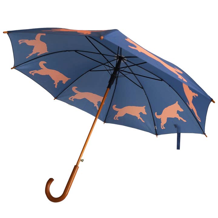 The San Francisco Umbrella Company - Wholesale Umbrella - Unisex - Navy Blue Umbrella Featuring Orange German Shepherd2