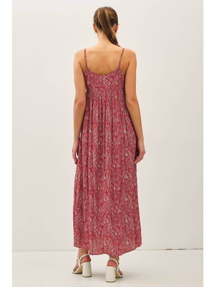 Be Cool - Wholesale Dress - Women's - PAISLEY PRINT MAXI DRESS WITH ADJUSTABLE STRAPS 6