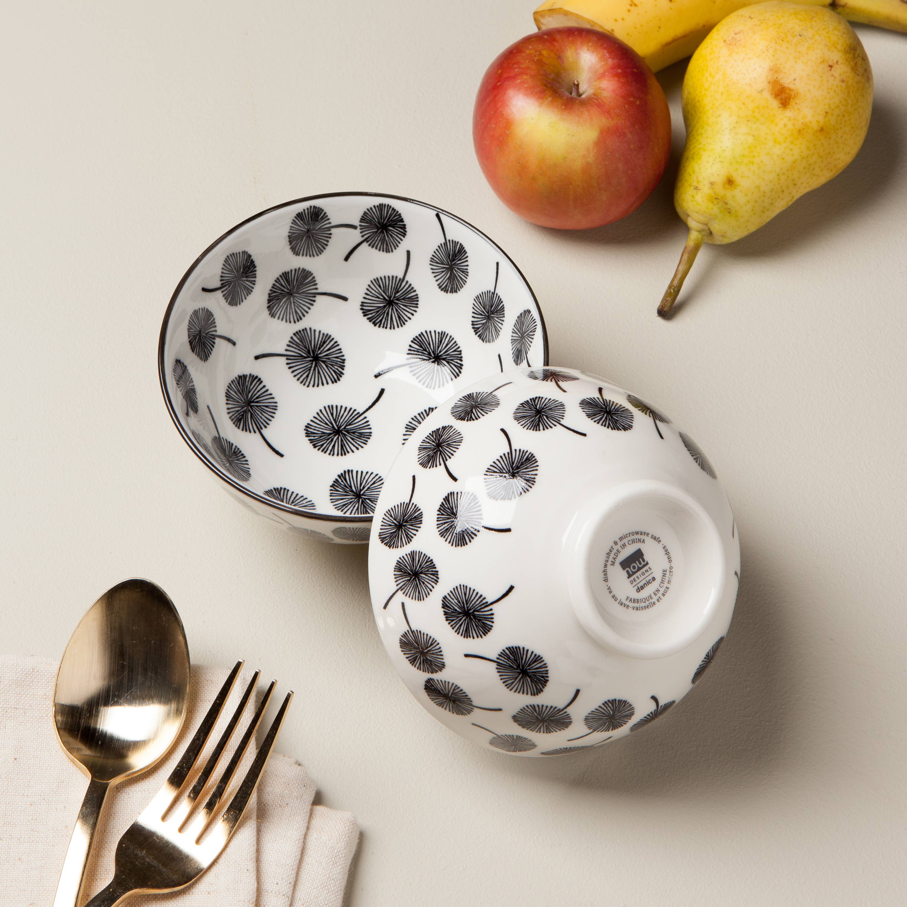 Now Designs by Danica - Wholesale Bowl - Gray Dandelion Stamped Bowl 4 inch