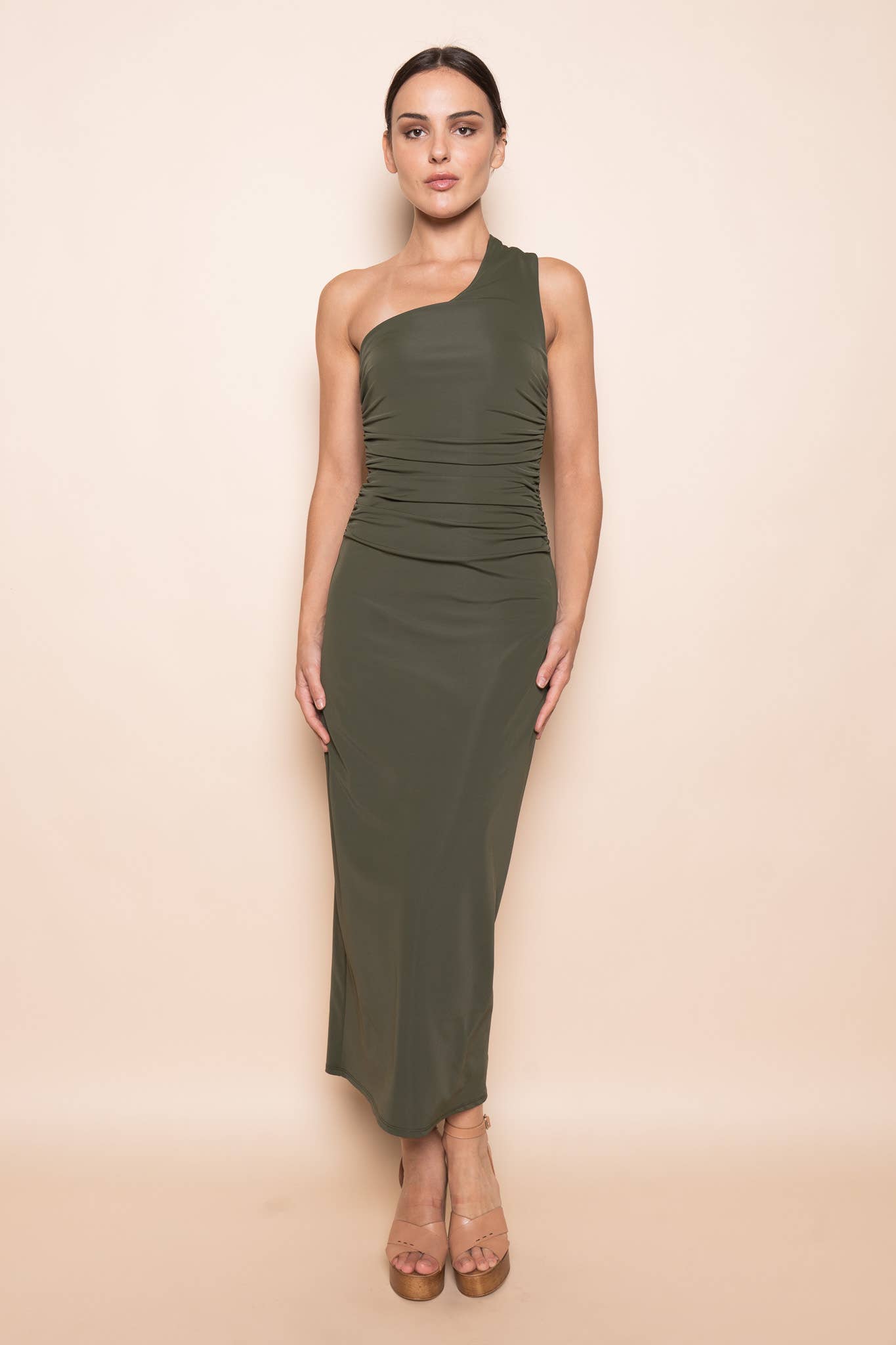 Fore Collection - Wholesale Dress - Women's - ONE SHOULDER BACK BUCKLE DETAIL MAXI DRESS- DD10838FO5