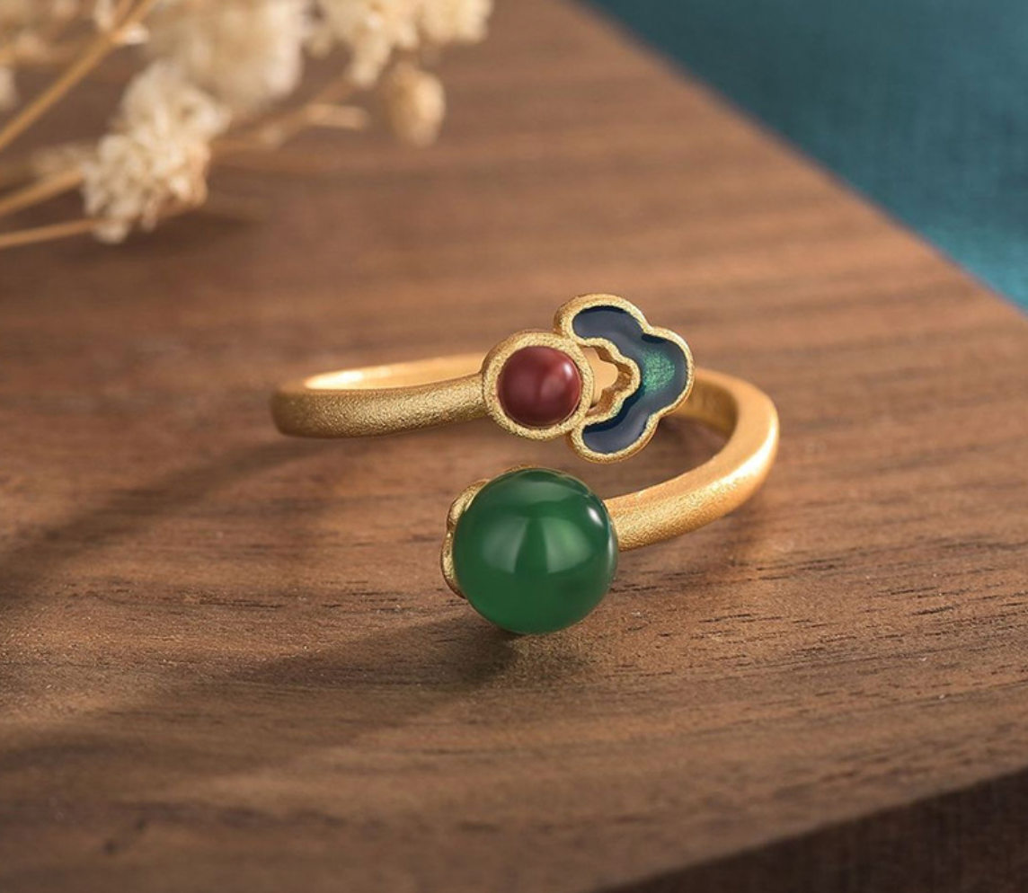 Bright MacMing – Engroshandel Statementring – Emalje sky på kalcedon Ring3