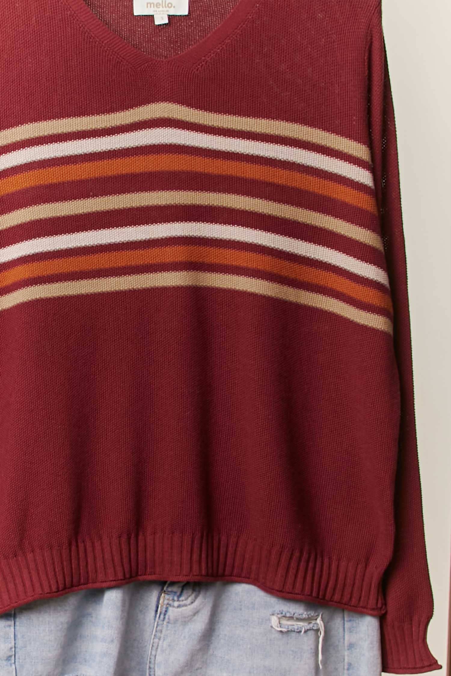 Mello. - Vente Pull en maille – femme - Pull léger en maille rayée8