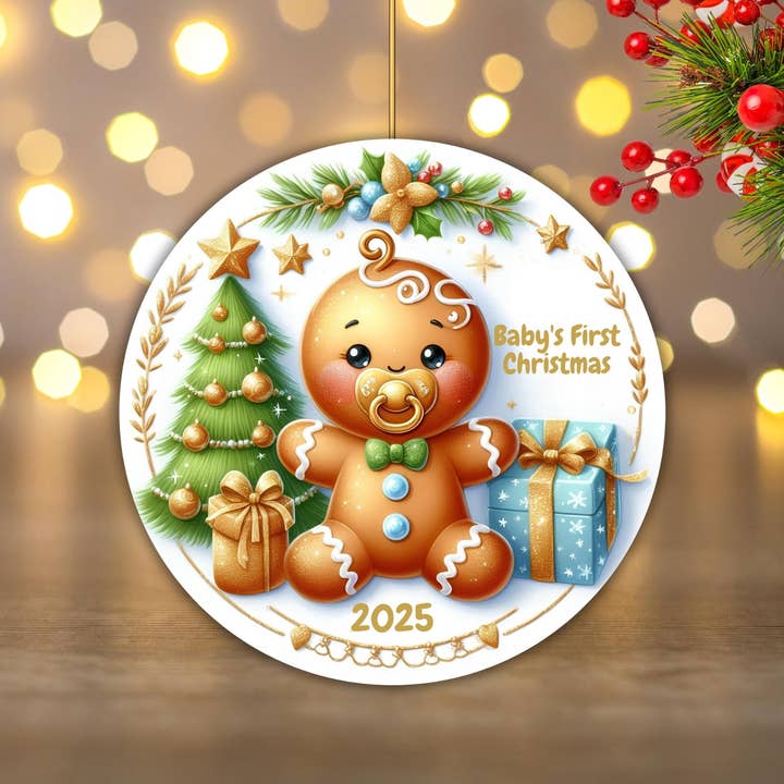 Skræddersyet Babys Første Jul 2025 Ornament, Honningkagedekoration for engroshandel hos Embrova