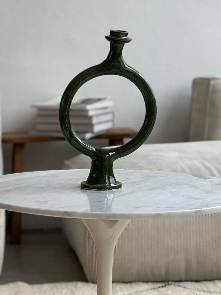 Round Candle Holder • Green for wholesale by Berber Designers