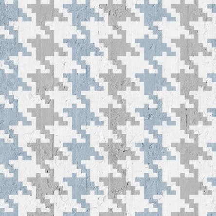 Mineheart - Vendita all'ingrosso Carta da parati - Carta da parati Pied De Poule blu e grigio