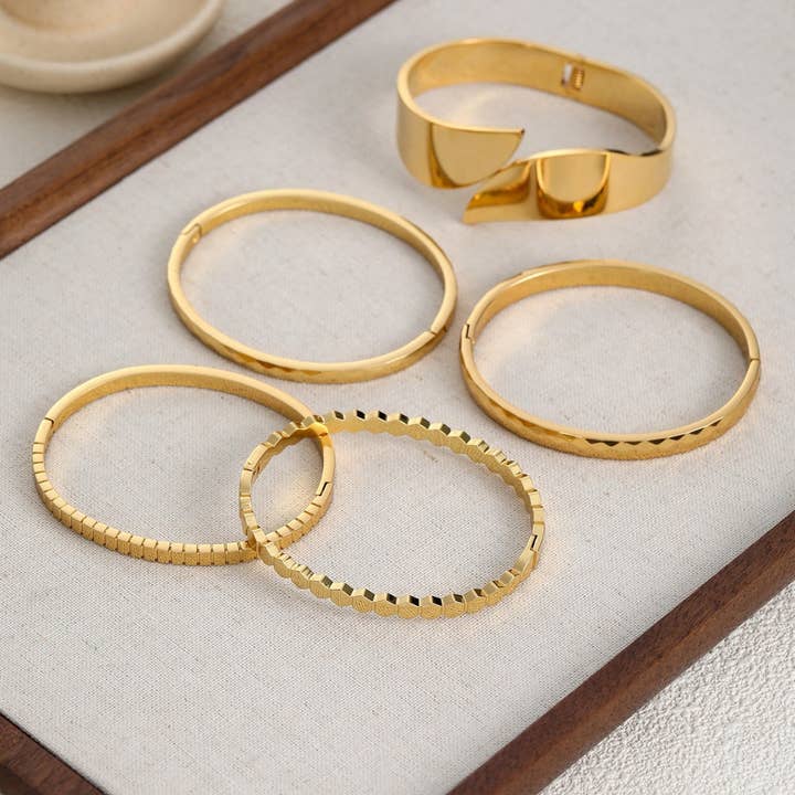 ACCITY - Wholesale Bangle Bracelet - 18K GOLD PLATED DIAMOND BRACELET GOLD RETROSTACKING_CWMM3724