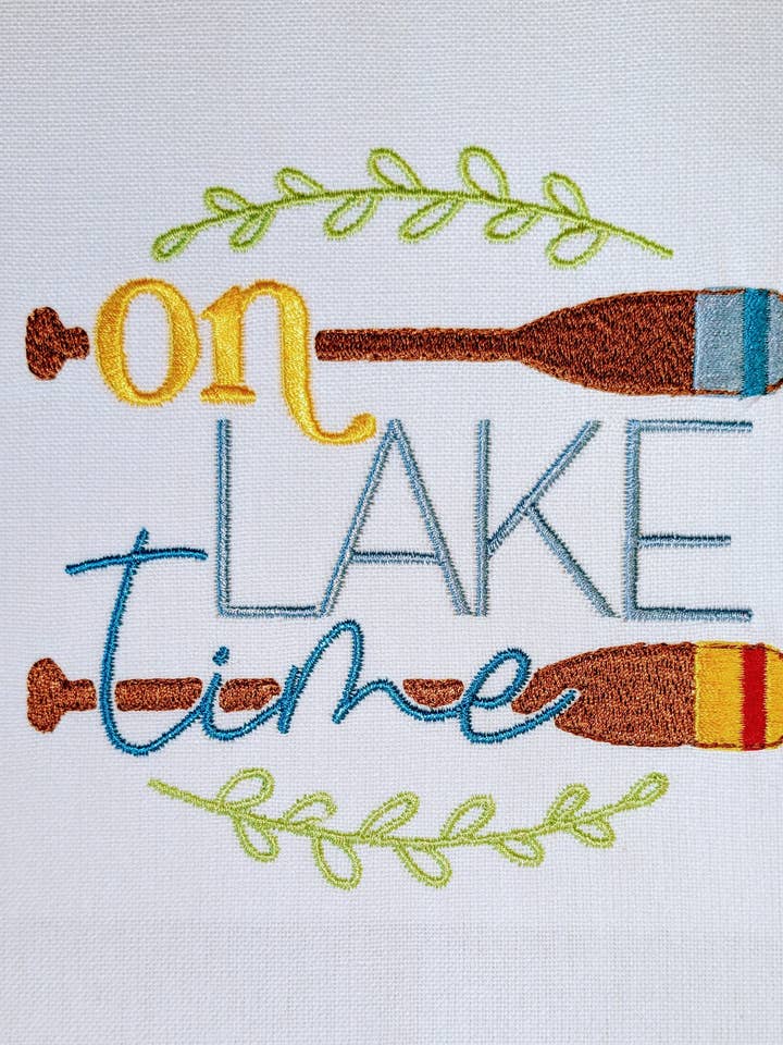 Lake Life Embroidered Tea Towels for wholesale by Red Mitten