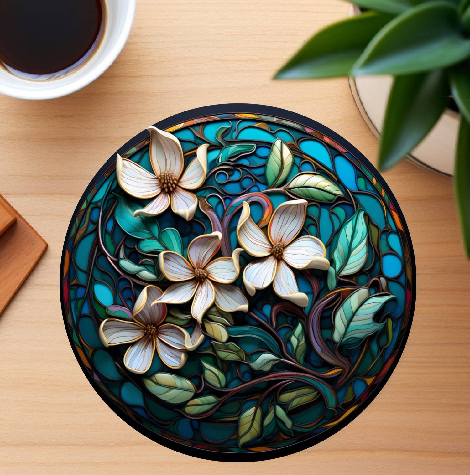 Fernville Creations - Wholesale Coasters - Magnolias Ceramic Coaster with Cork Back for Home Decor7