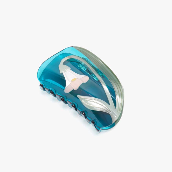 WINONA IRENE - Wholesale Hair Clip - Women's - Alba White Vine Flower Teal Acetate Hair Claw Clip Accessory2