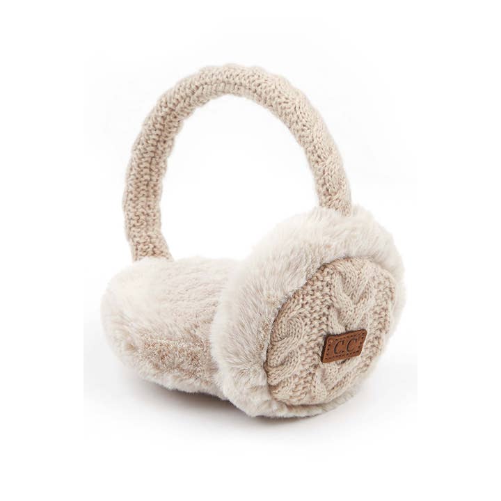 Hana - Wholesale Earwarmers/Ear Muffs - Women's - C.C Cable Knit Fur Earmuff Ear Warmer