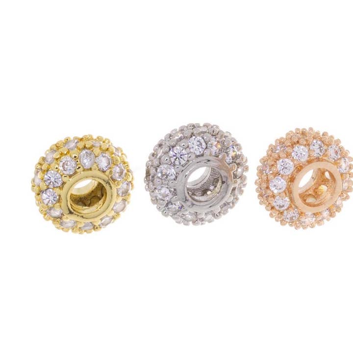 Round Rondelle Tire CZ Spacer Bead for Bracelet or Necklace for wholesale by Jewel Pledge