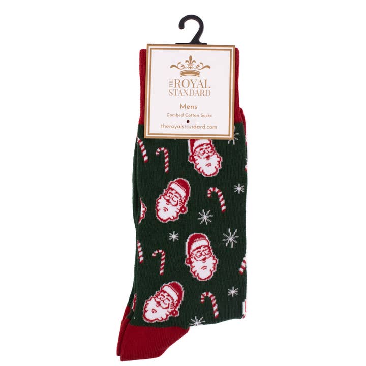 Chaussettes de Noël pour hommes motif canne à sucre Vert Foncé Taille Unique pour la vente par The Royal Standard