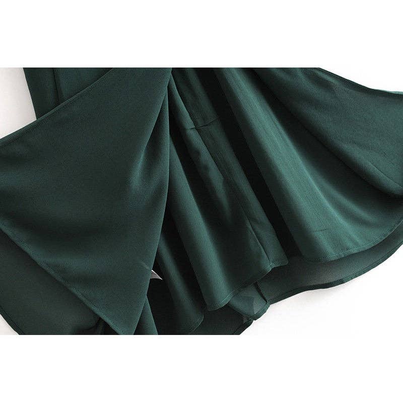 GREEN High Waist Sexy Hem Side Slit Lace-Up Slip Dress for wholesale on Faire9