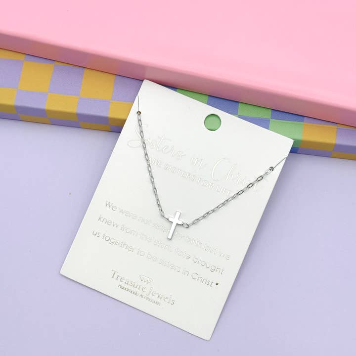 Treasure Jewels Inc. - Wholesale Pendant/Charm Necklace - Sisters Forever Silver Necklace