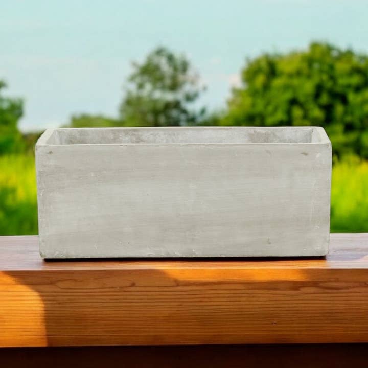 HomeRoots - Wholesale Plant Pot - 9" Light Gray Rustic Indoor Outdoor Rectangular Pot Planter