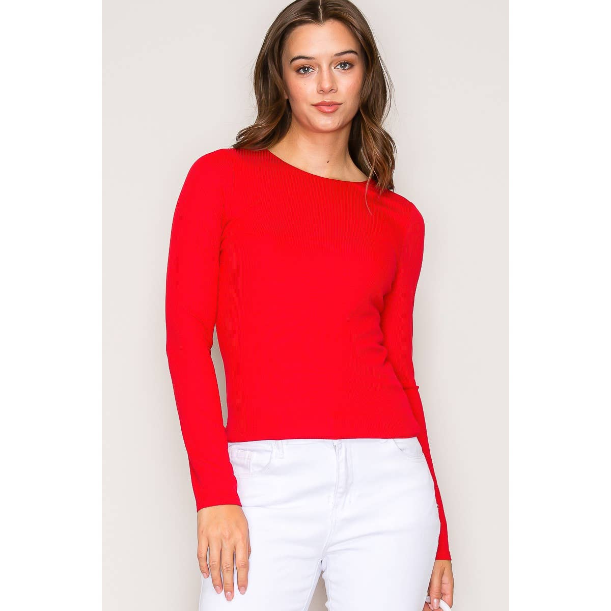 Popular 21 – wholesale Knit top – Women's – Double Layer Crew Neck Long Sleeve Rib Knit Top11