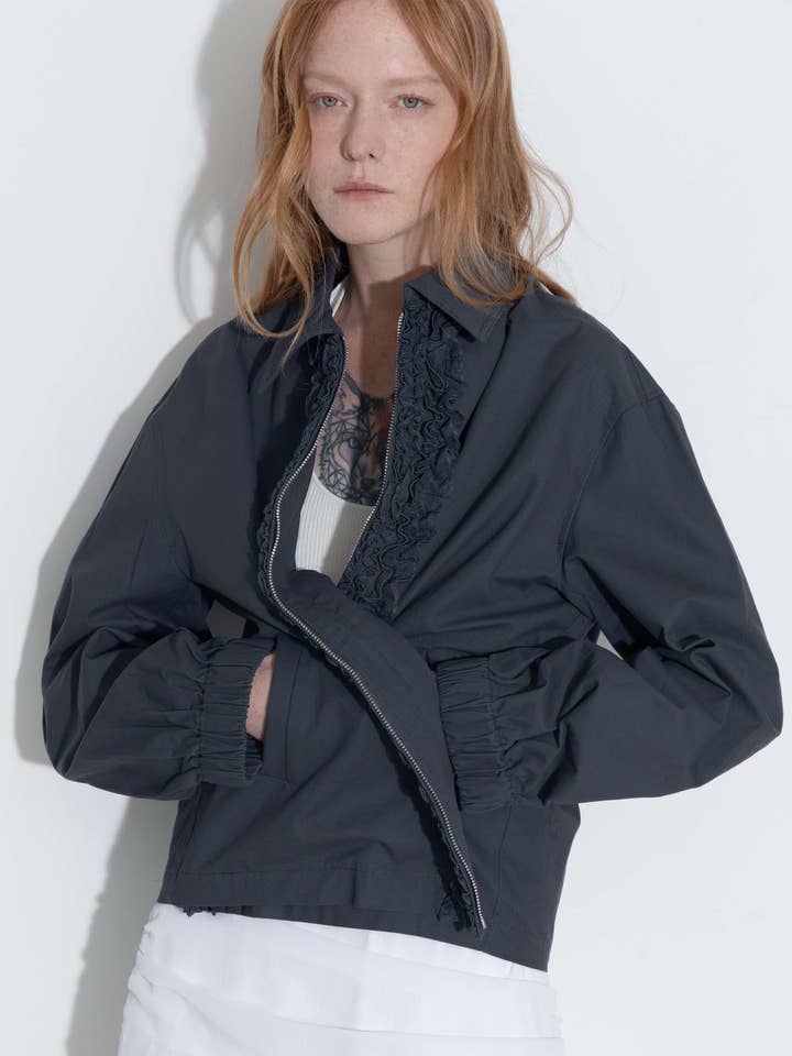 CUBIC - Wholesale Jacket – Women's - Cotton Ruffles Zipper Jacket with Elastic Cuffs14