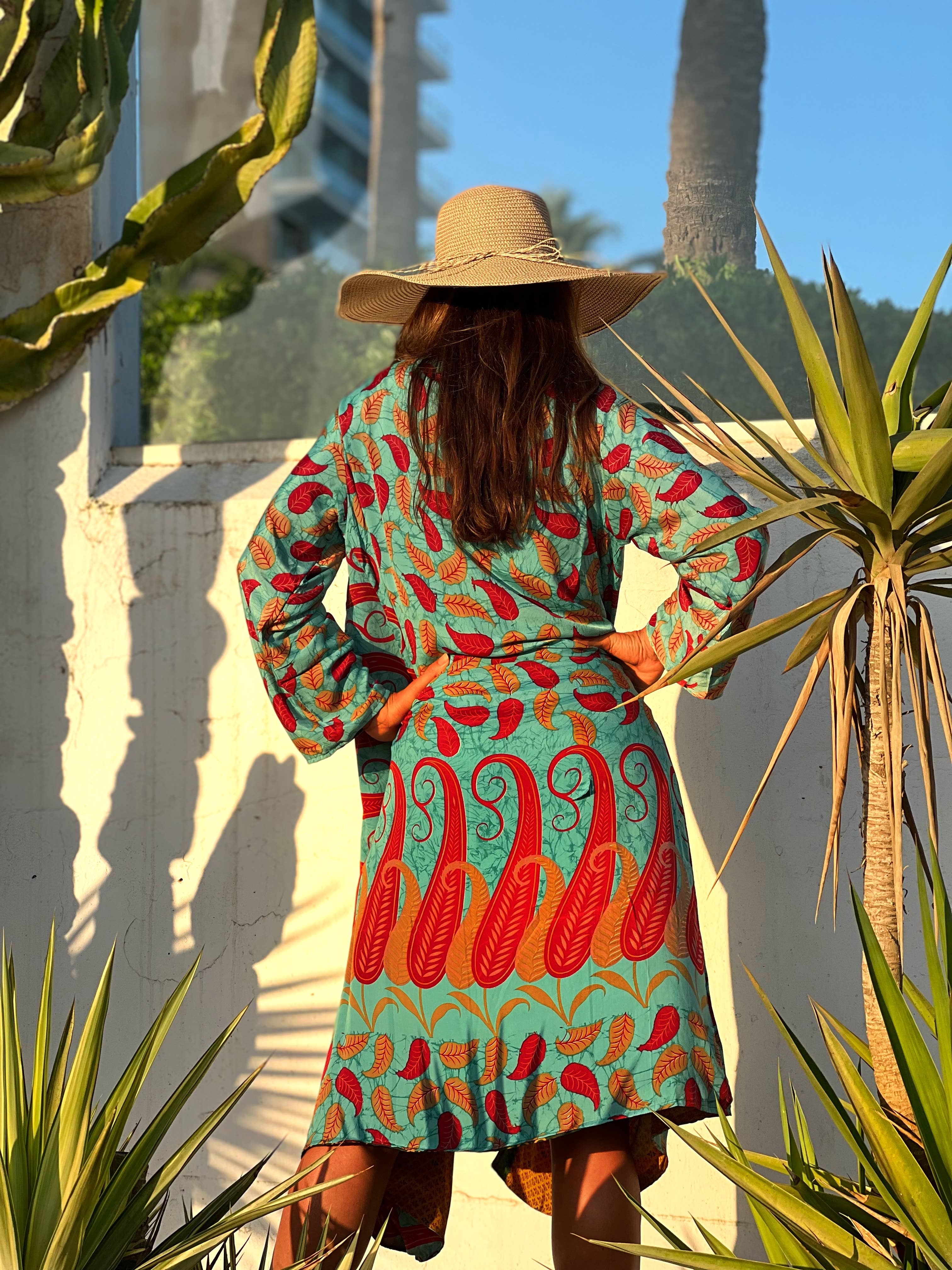 Kinomy - Vendita all'ingrosso Kimono - Donna - Kimonos medi reversibili in seta riciclata (100 cm) confezione da 2010