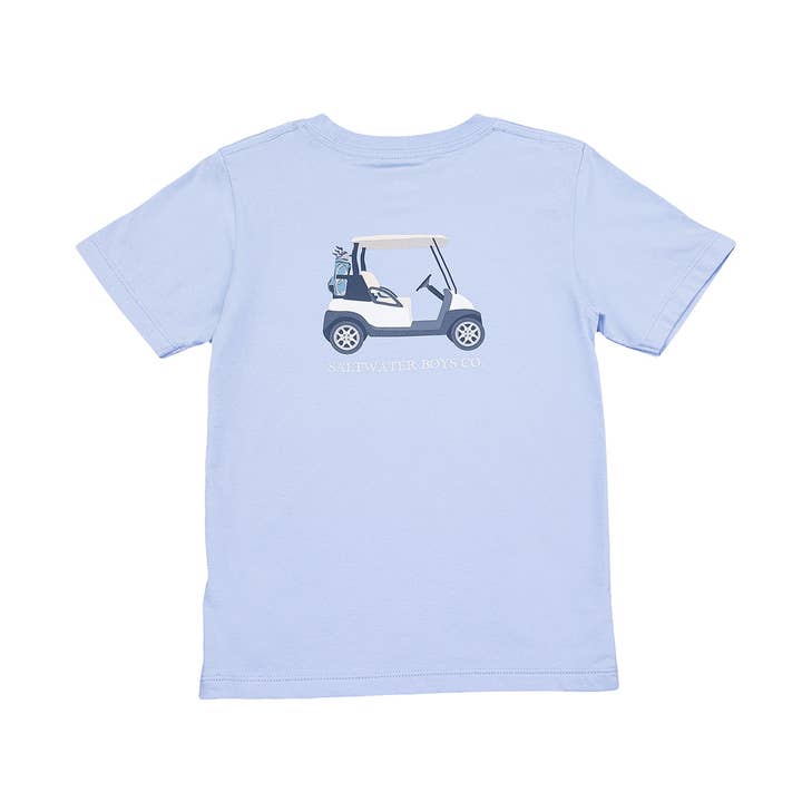 Boys Golf Cart SS Graphic Tee- Blue for wholesale by Saltwater Boys Company