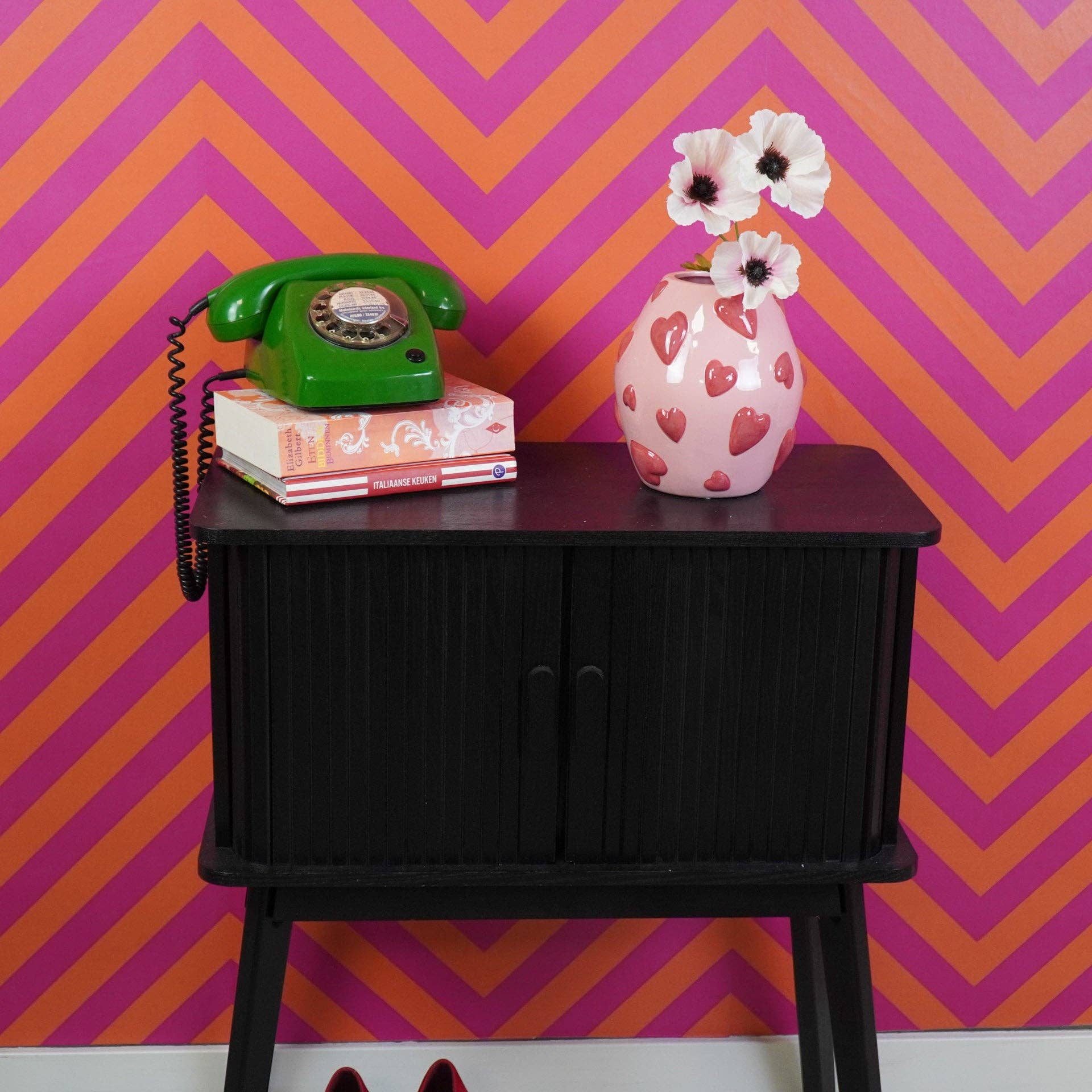 Housevitamin bv - Vente Vases - Vase cœur en dolomite rose et rouge - 16 x 16 x 17,5 cm1