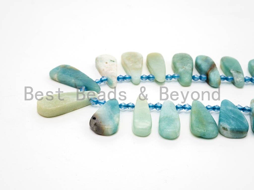 BestBeads&Beyond – wholesale Beads – High Quality Natural Amazonite Teardrop beads, 23-36mm, Long Teardrop Blue Gemstone Beads, 15.5inch strand, SKU#U1421