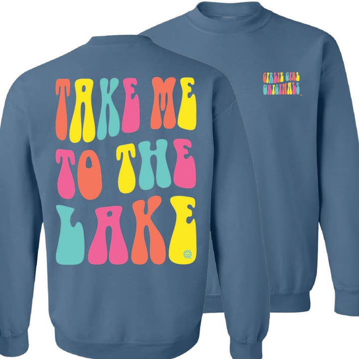 2583 To the Lake Sweatshirt LS-Indigo for wholesale by Girlie Girl Originals